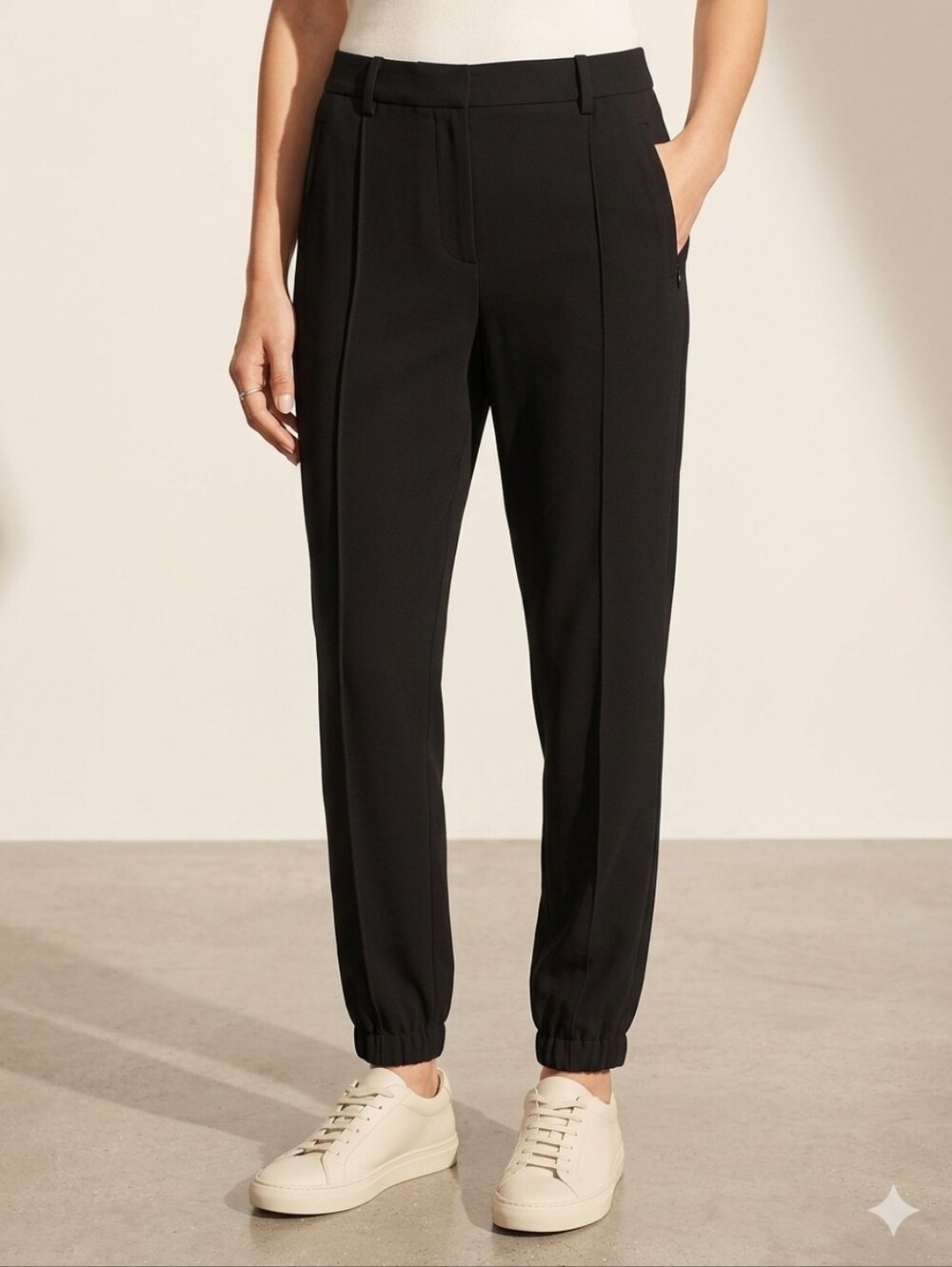 Vince Black Crepe Pintuck Elastic Waist Mid Rise Jogger Dress Pant XS - Picture 7 of 15